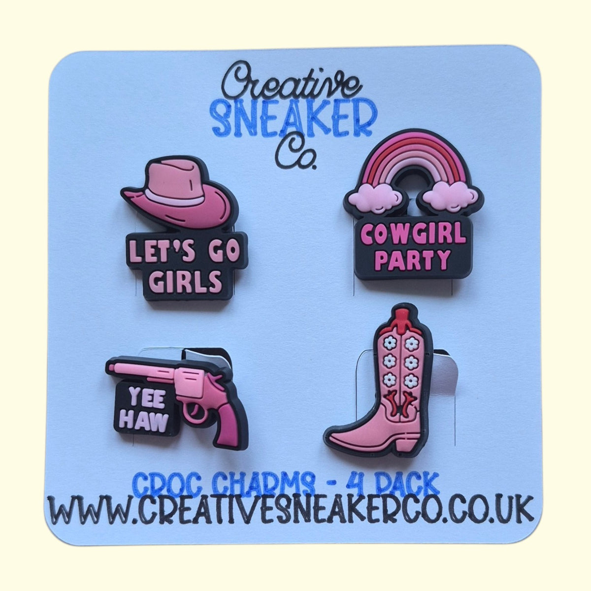 Pink Cowgirl Crocs Charms x4