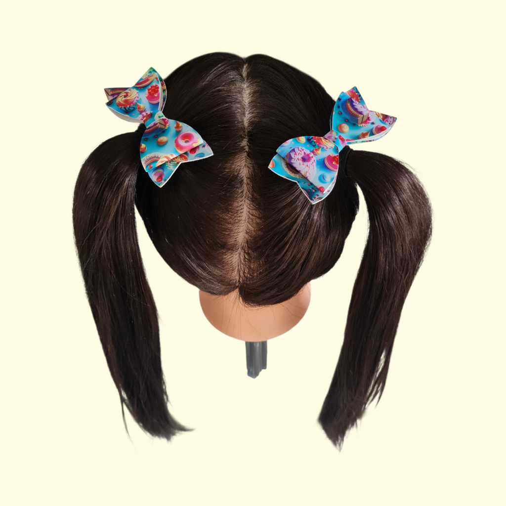 Cakes Blue Hair Bow x2
