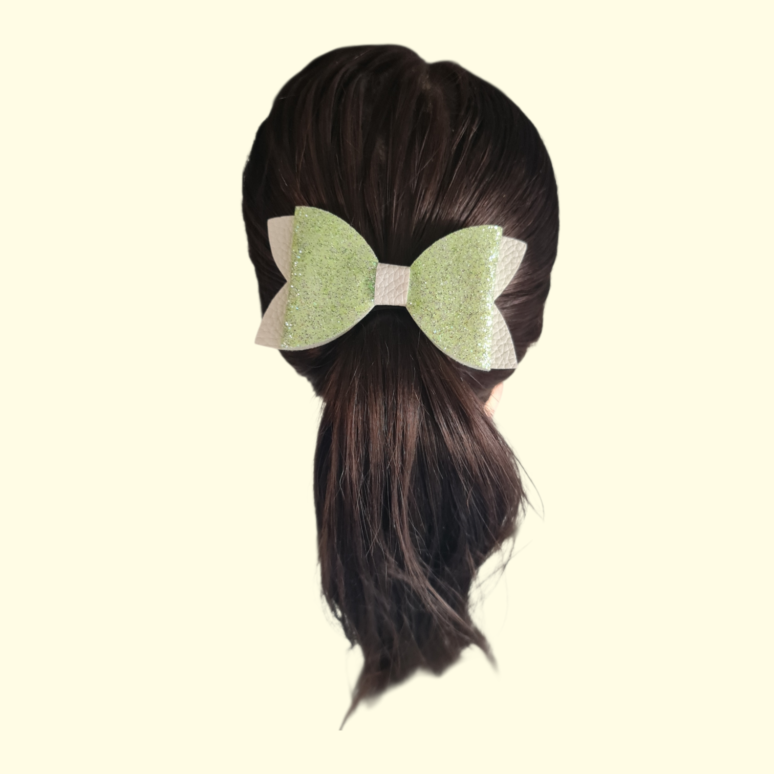 Ivory and Green Hair Bow