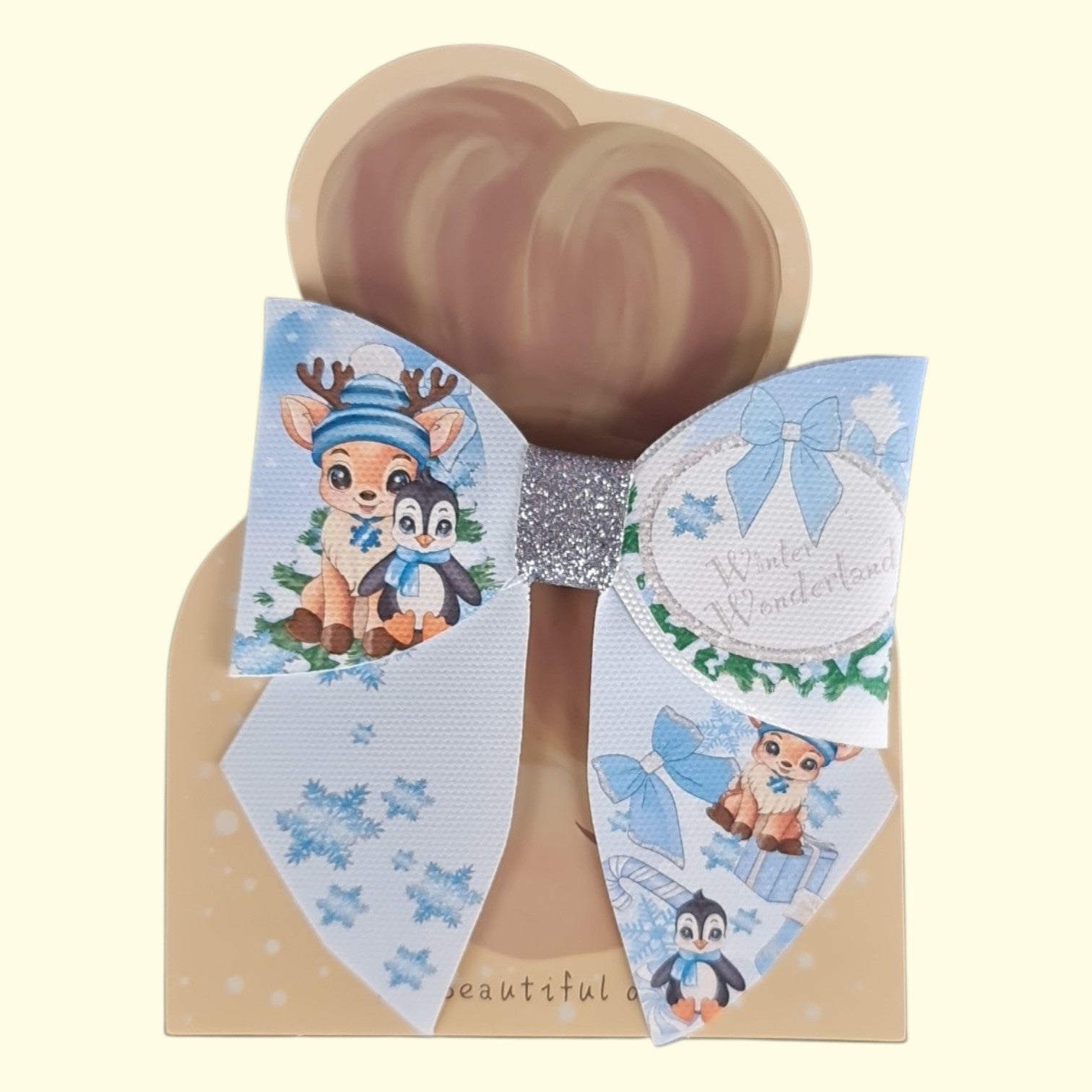 Blue Reindeer Sailor Hair Bow