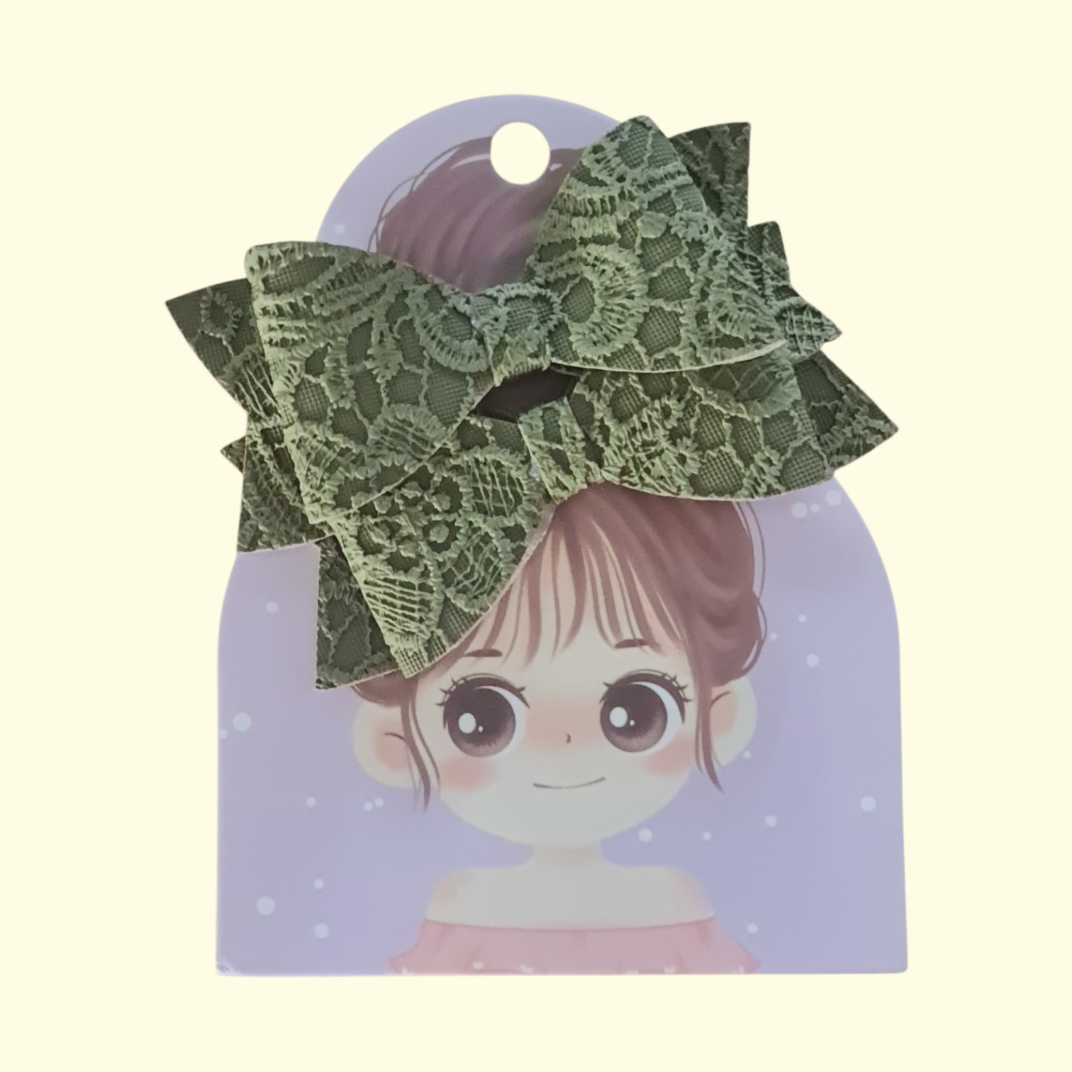 Lace Green Hair Bow x2