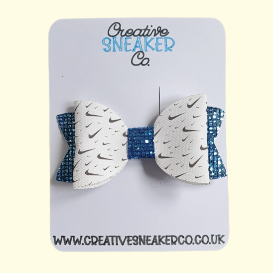 Swoosh Chunky Navy Glitter Hair Bow