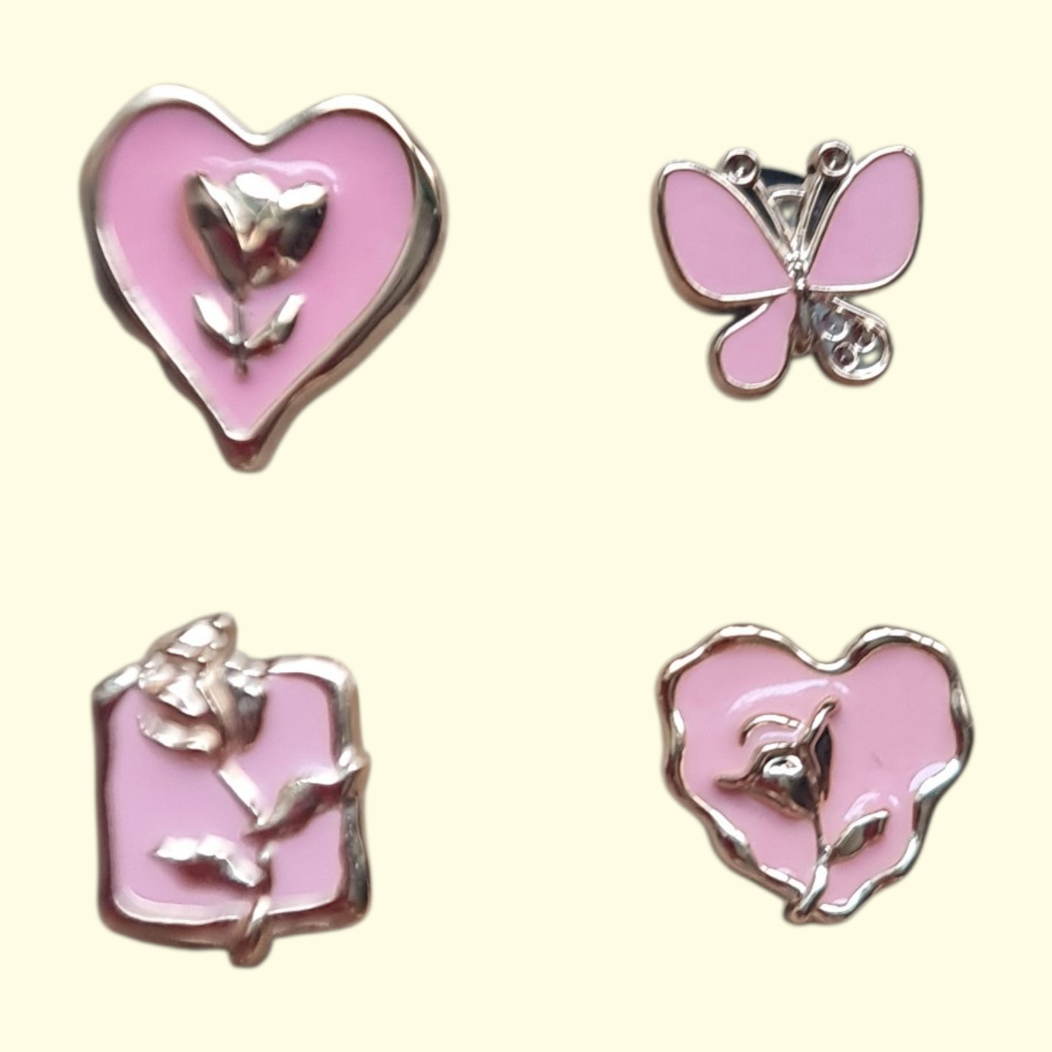 Pink Flower Bling Crocs Charms x4