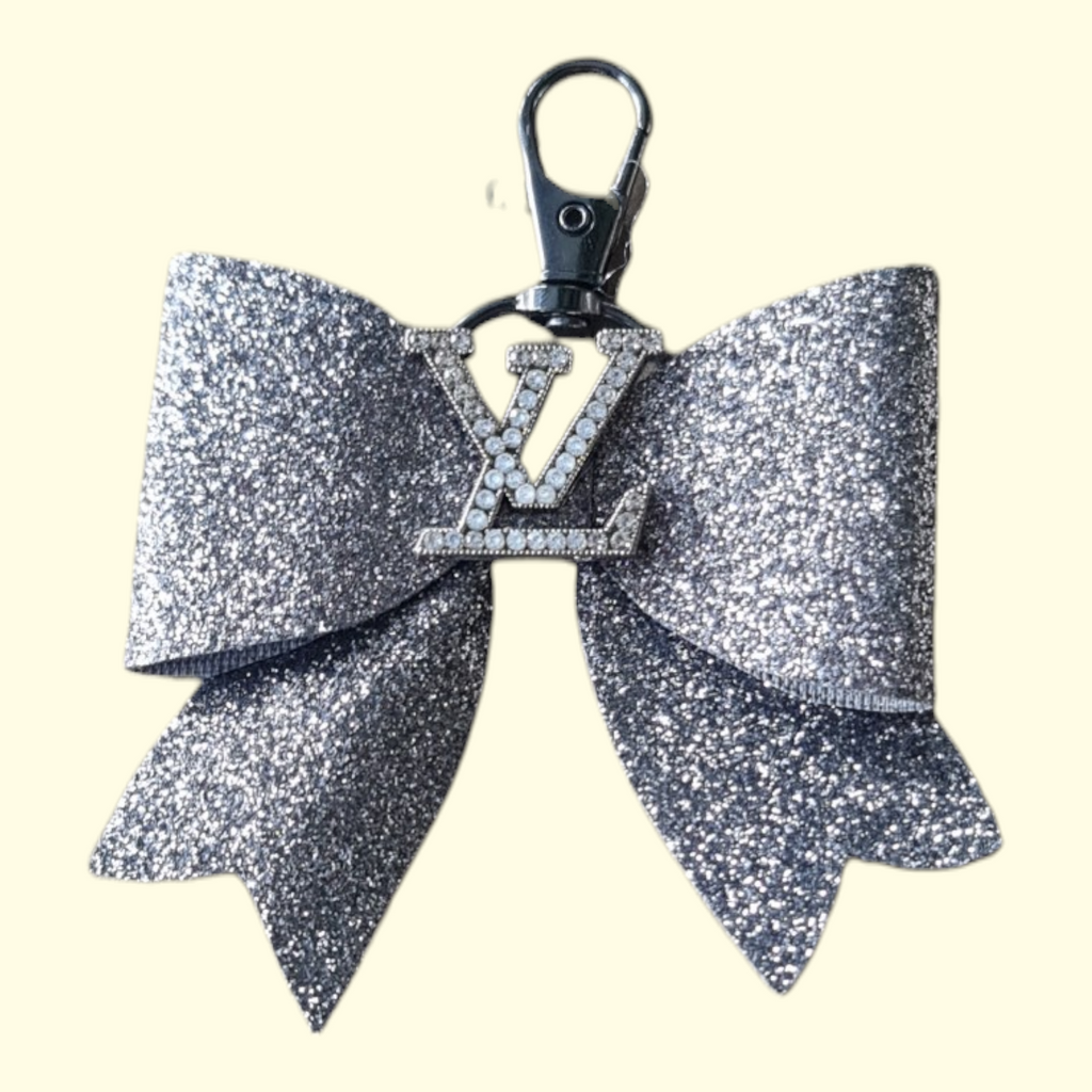 Charcoal Glitter Silver LV Bag Charm