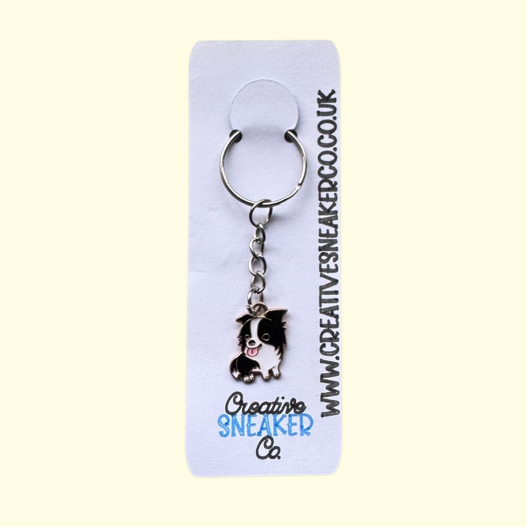 Dog Black and White Keyring