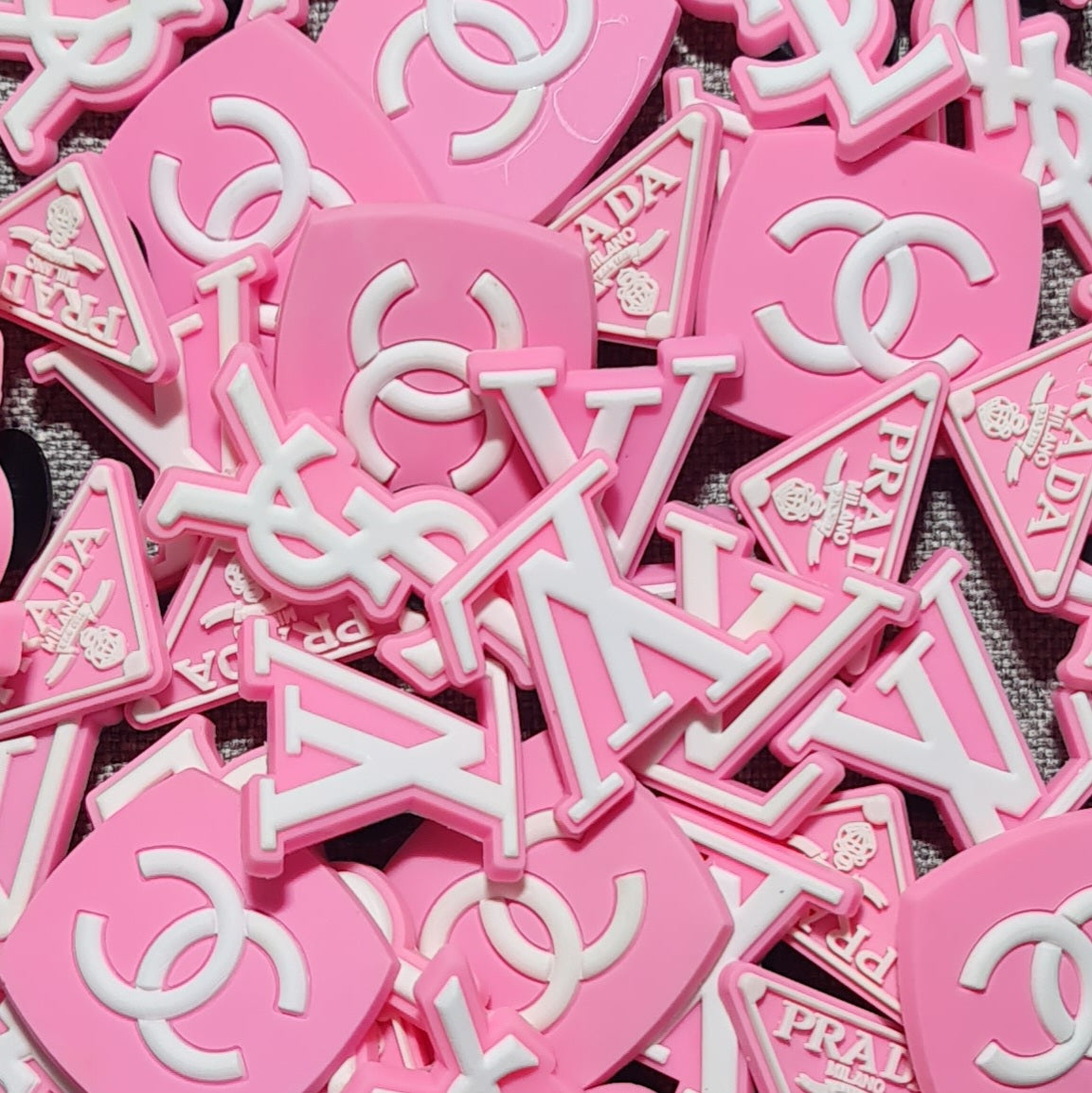 Pink Designers Crocs Charms x4