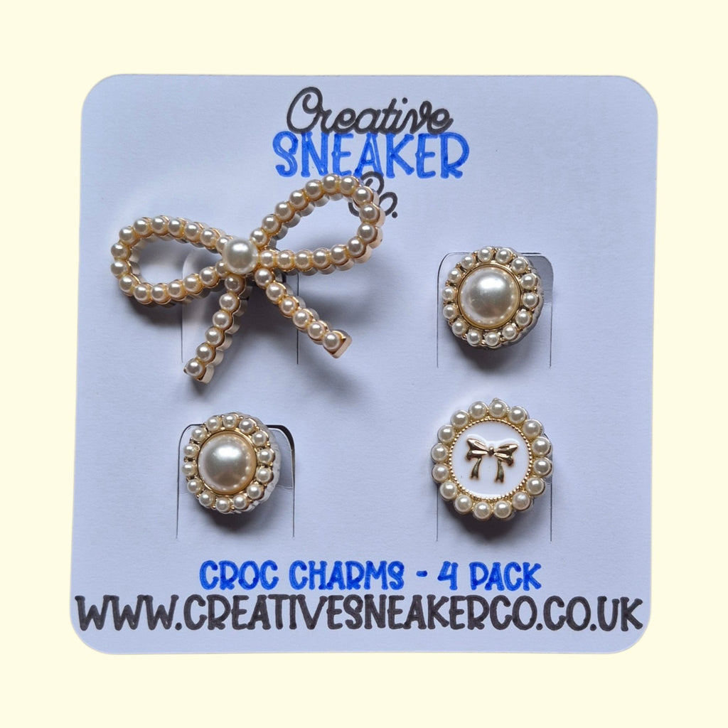 Gold Bling Bow Crocs Charms x4