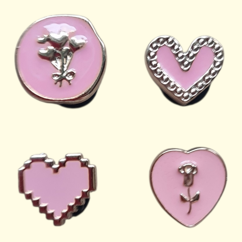 Pink Rose Bling Crocs Charms x4