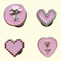 Pink Rose Bling Crocs Charms x4