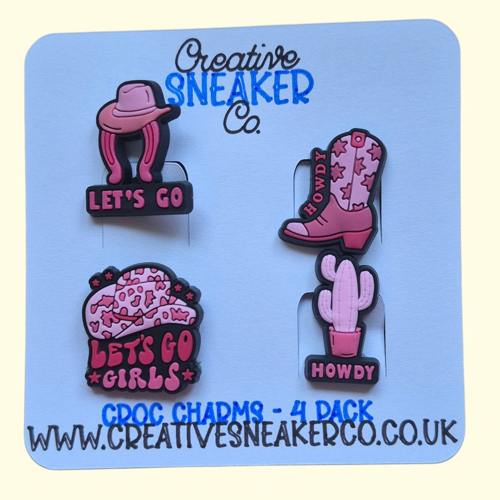 Pink Cowgirl Crocs Charms x4