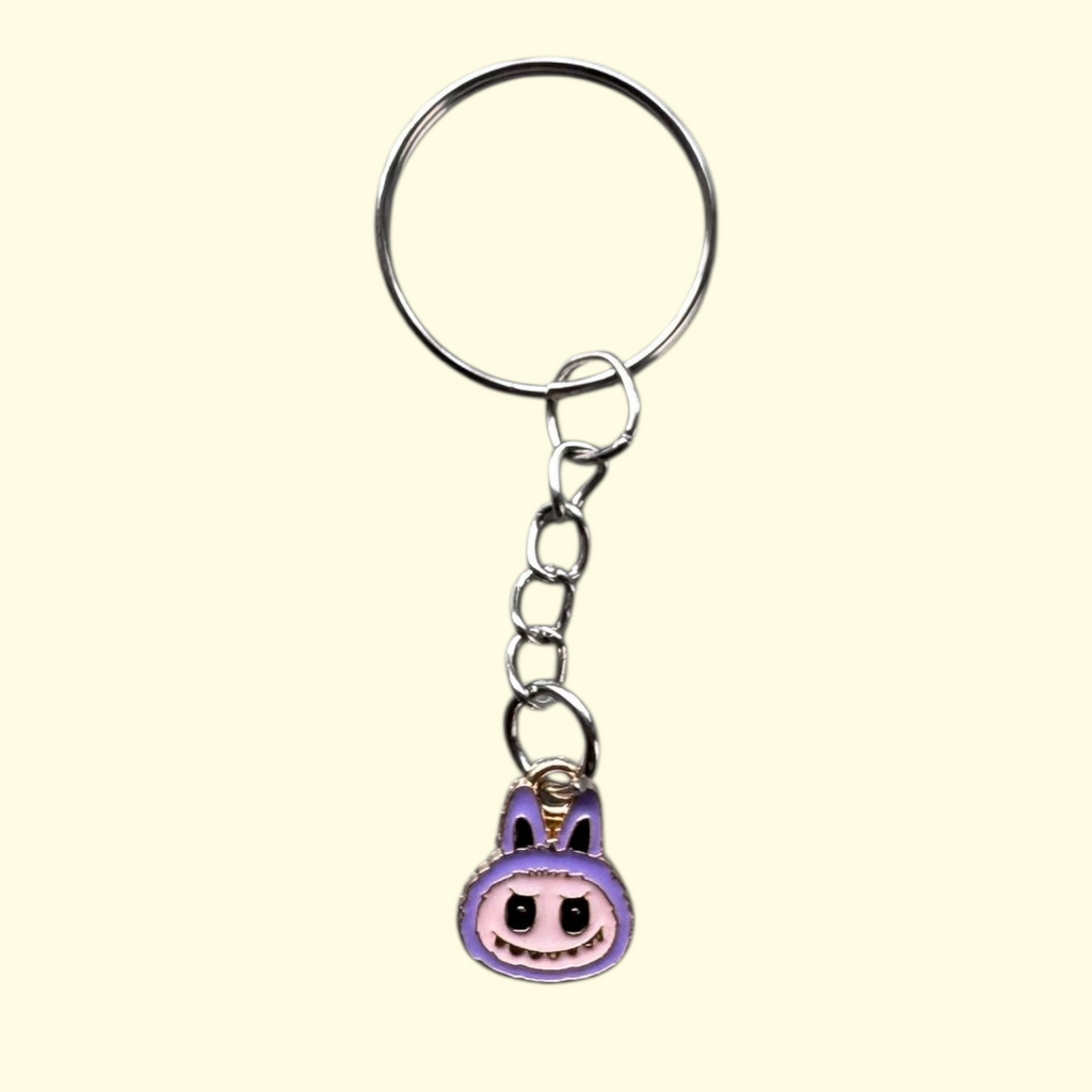 Labubu Face Purple Keyring
