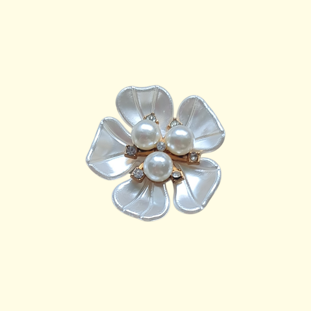Gold Pearl Flower Crocs Charms x4