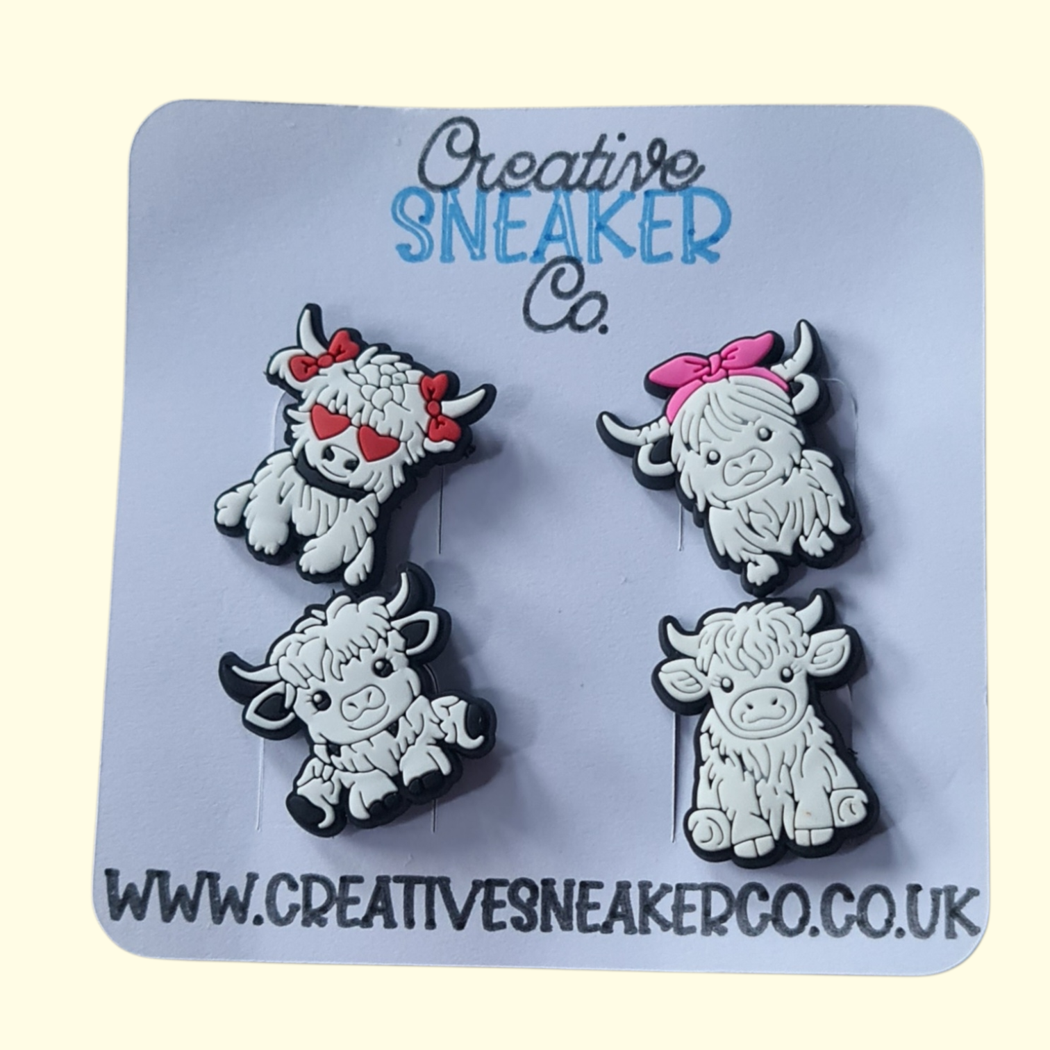 Highland Cows White Crocs Charms x4