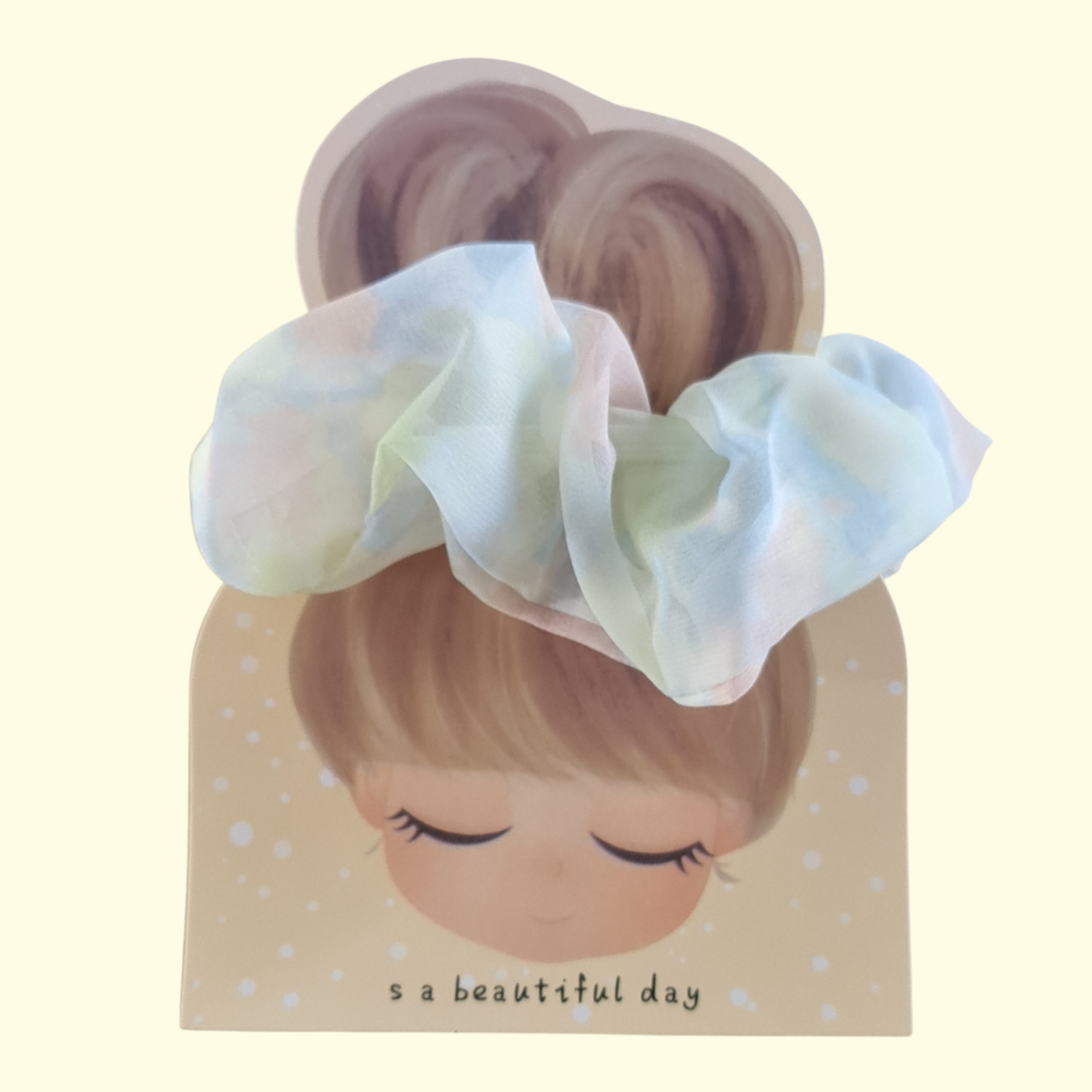 Puff Green Print Hair Scrunchie