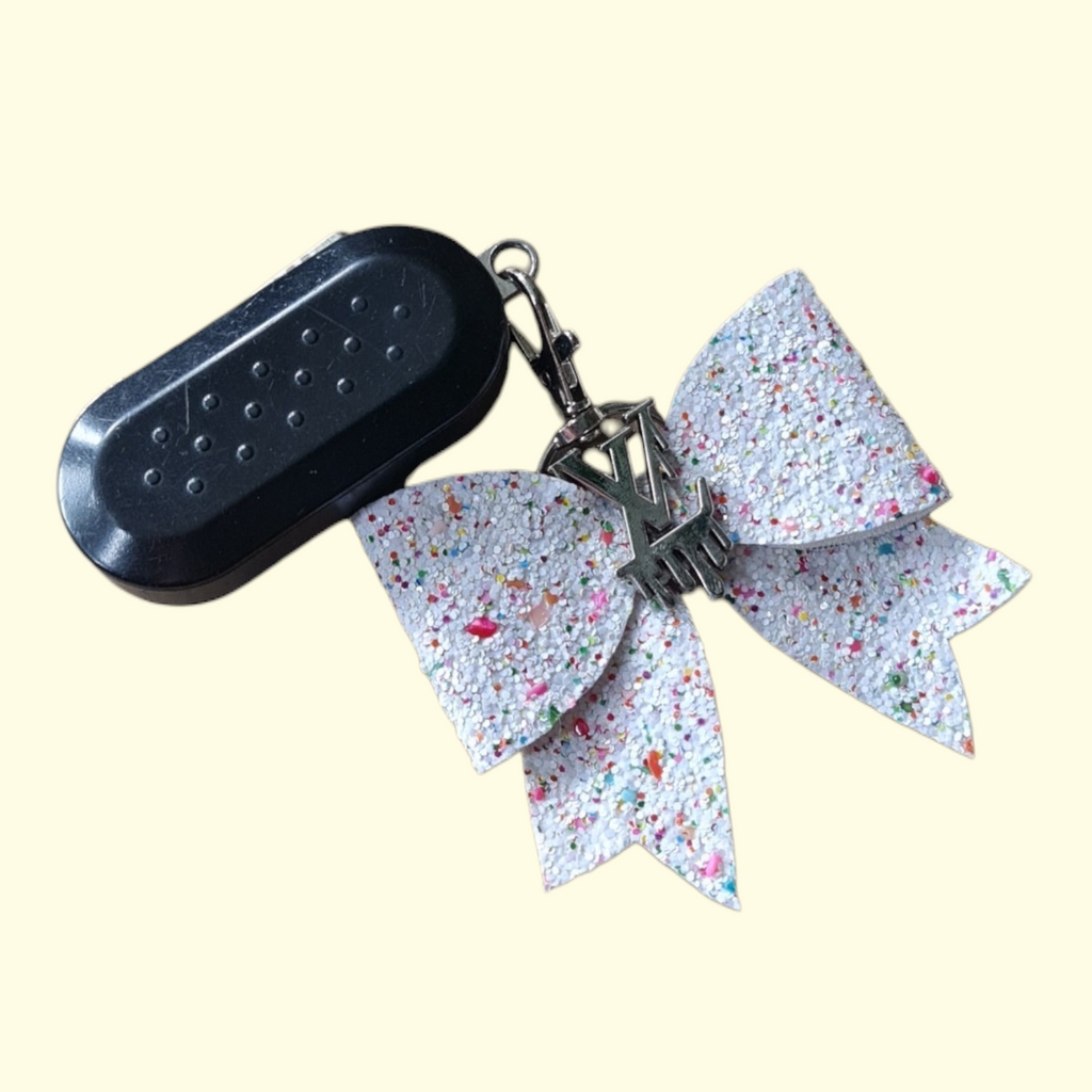 White Glitter Silver LV Drip Bag Charm