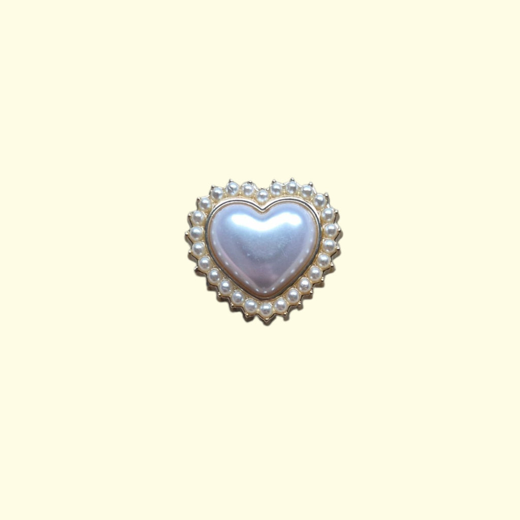 Gold Pearl Heart Crocs Charms x4