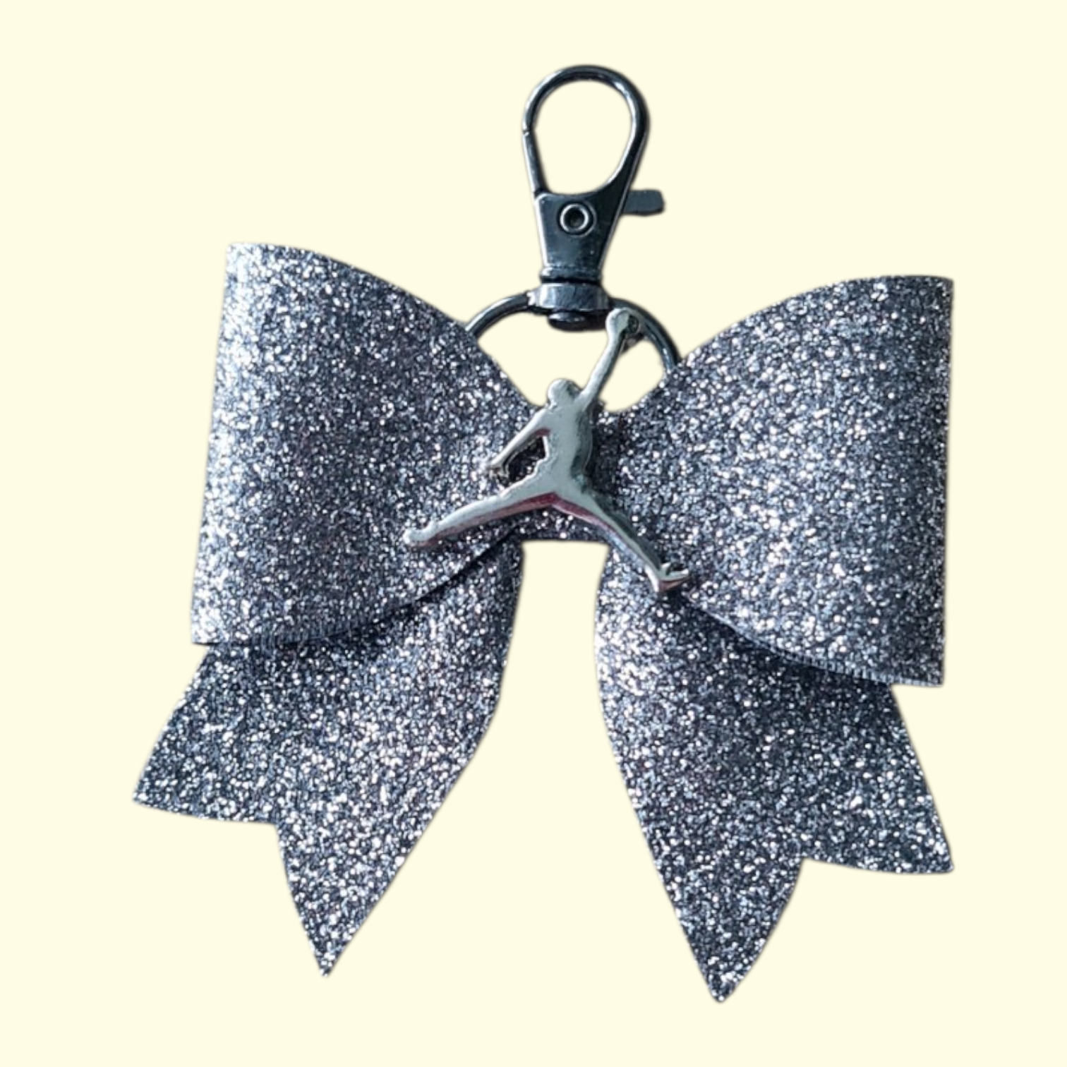 Charcoal Glitter Silver Jumpman Bag Charm