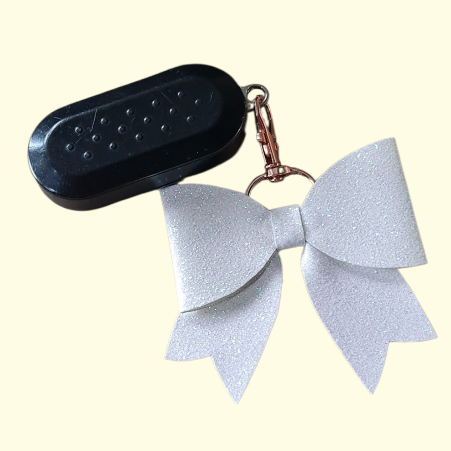 White Glitter Bag Charm