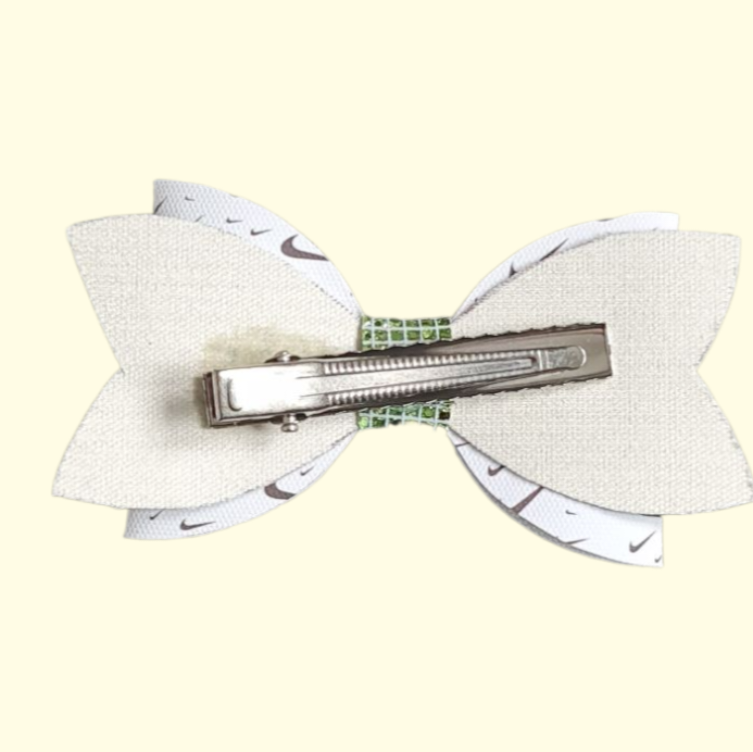 Swoosh Chunky Green Glitter Hair Bow