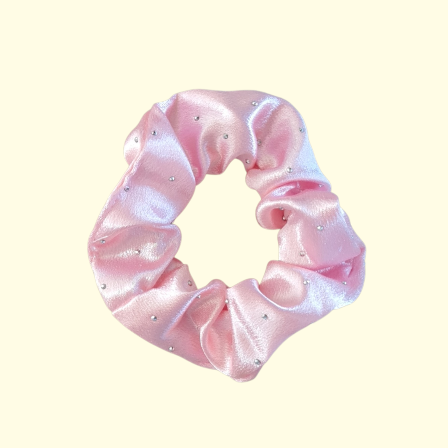 Satin Diamanté Pink Hair Scrunchie