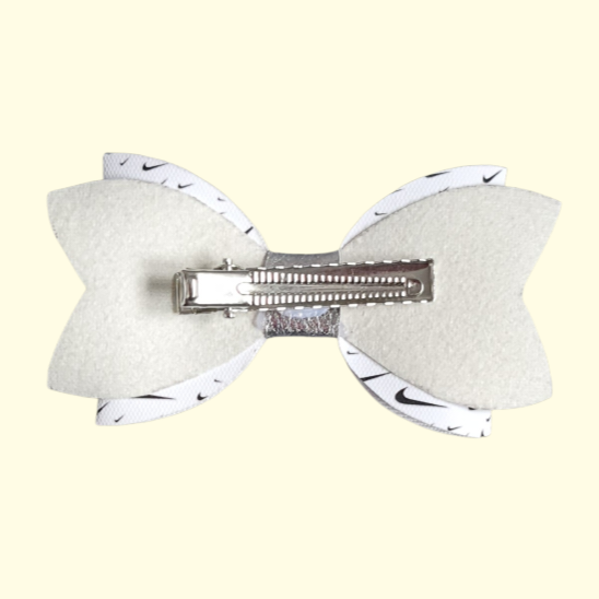 Swoosh Silver Glitter Hair Bow