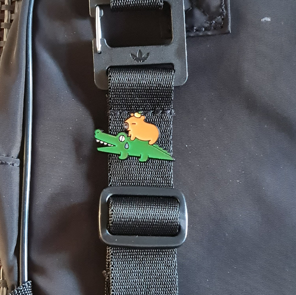 Capybara Crocodile Pin Badge