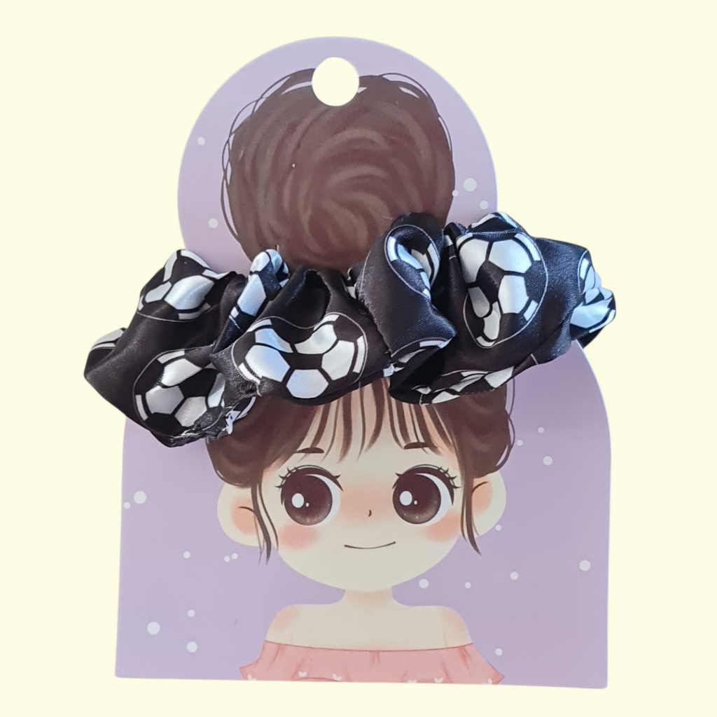 Football Black Hair Scrunchie