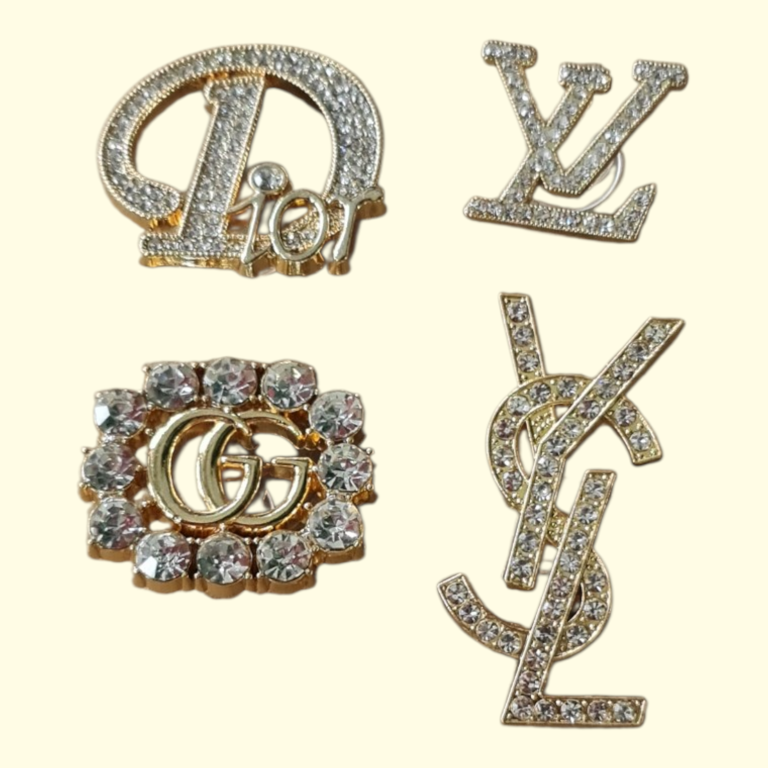 Gold Bling Designers Crocs Charms x4