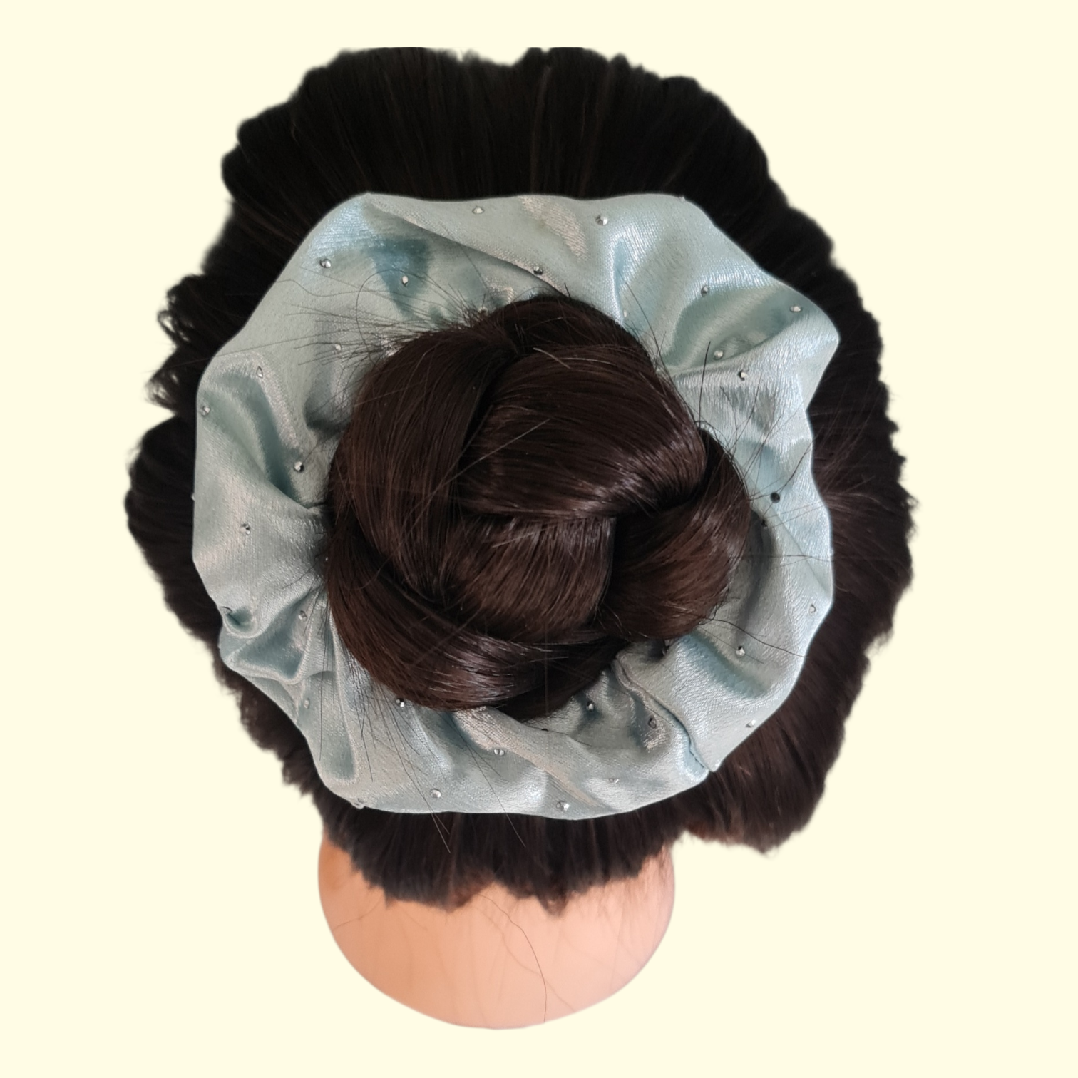 Satin Diamanté Mint Hair Scrunchie
