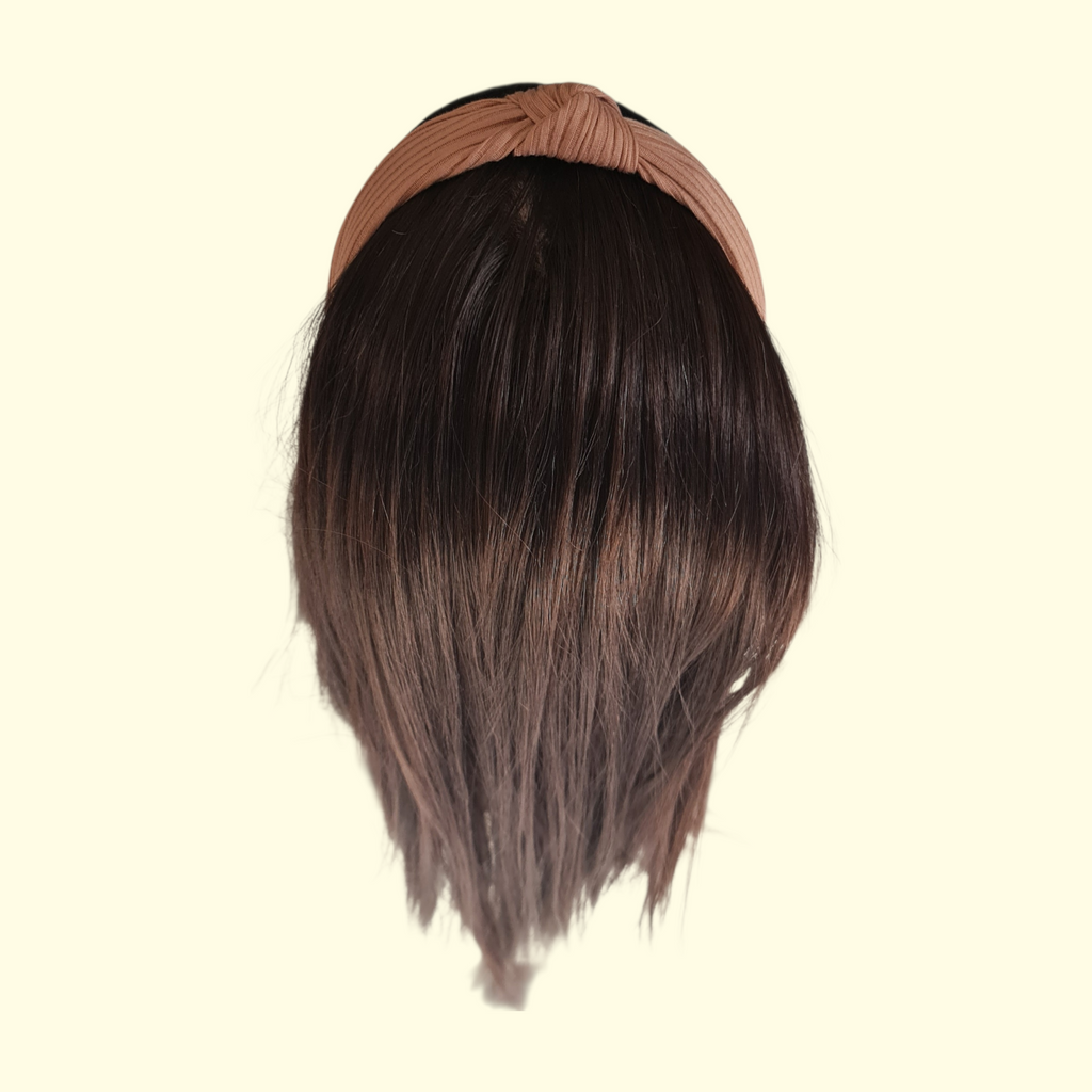 Ribbed Beige Knot Headband