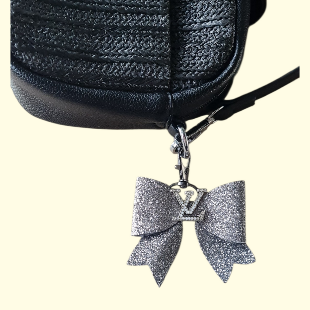 Charcoal Glitter Silver LV Bag Charm