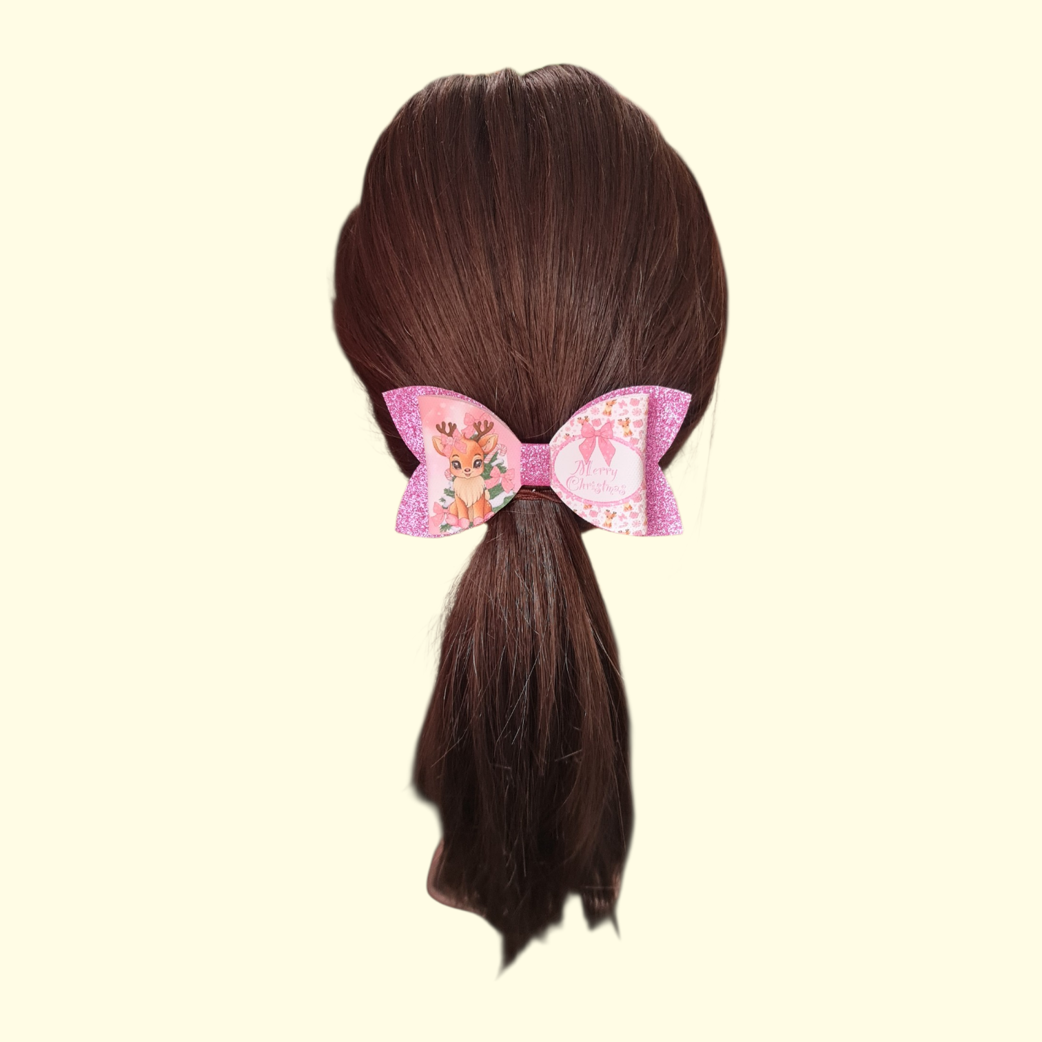 Pink Reindeer Standard Hair Bow