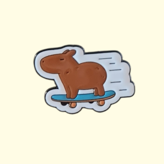 Capybara Skateboard Pin Badge