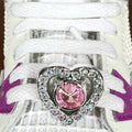Silver Bling Pink Heart Shoelace Charms
