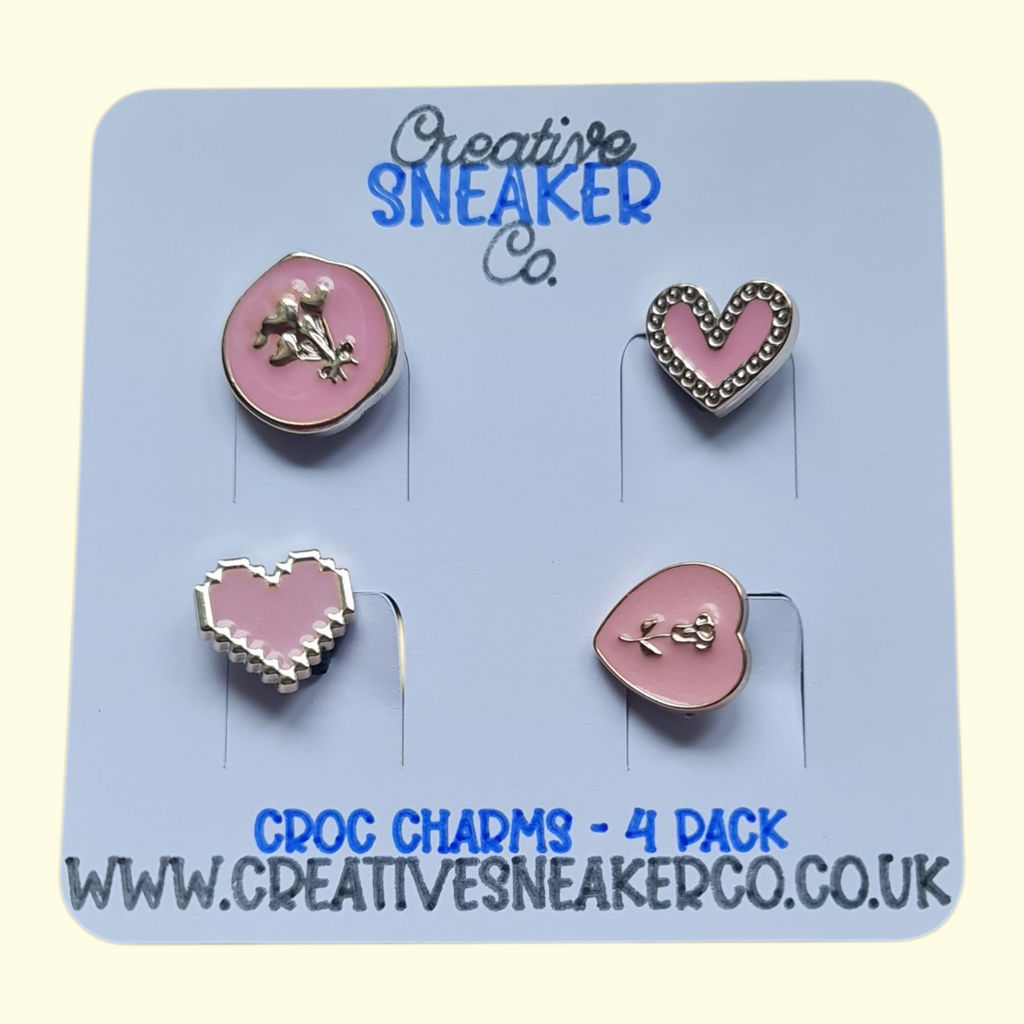 Pink Rose Bling Crocs Charms x4