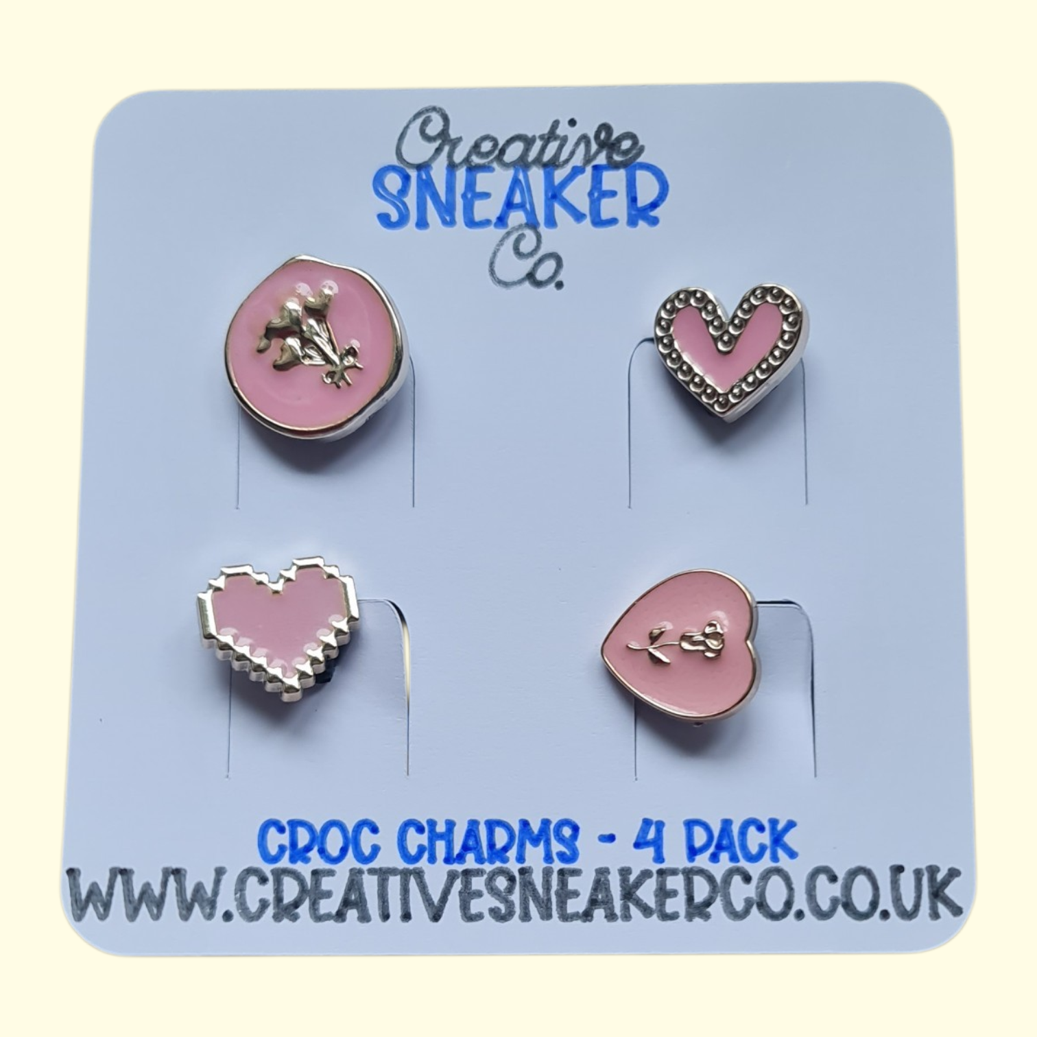 Pink Rose Bling Crocs Charms x4