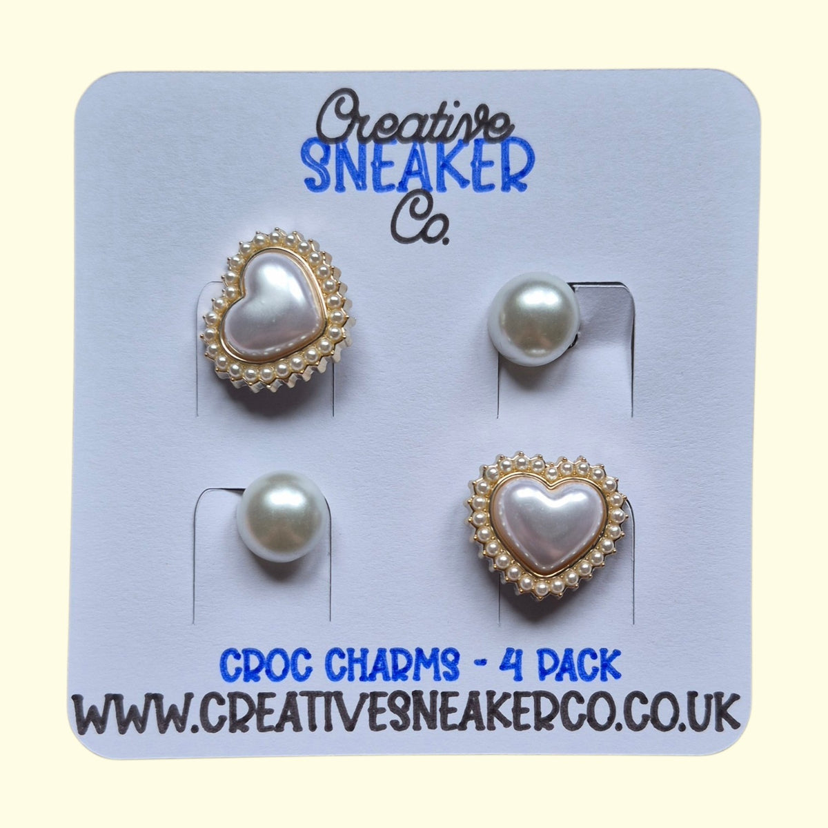 Gold Pearl Heart Crocs Charms x4
