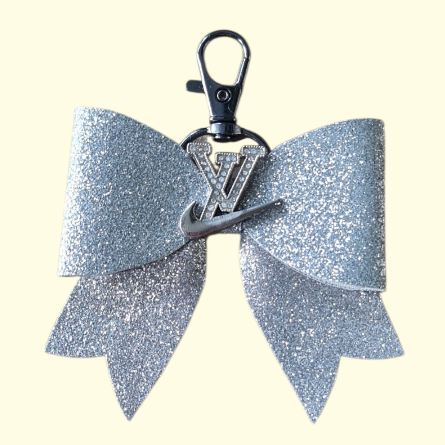 Silver Glitter Silver LV Swoosh Bag Charm