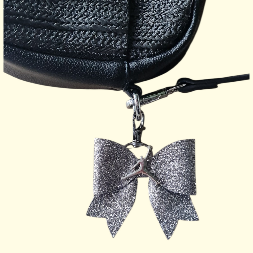Charcoal Glitter Silver Jumpman Bag Charm