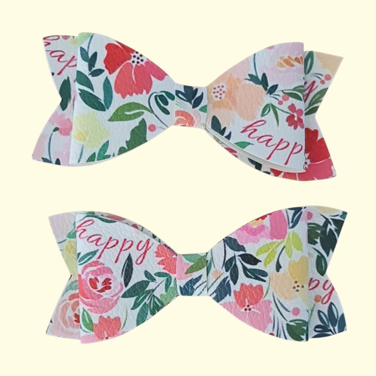 Floral Happy Hair Bow x2
