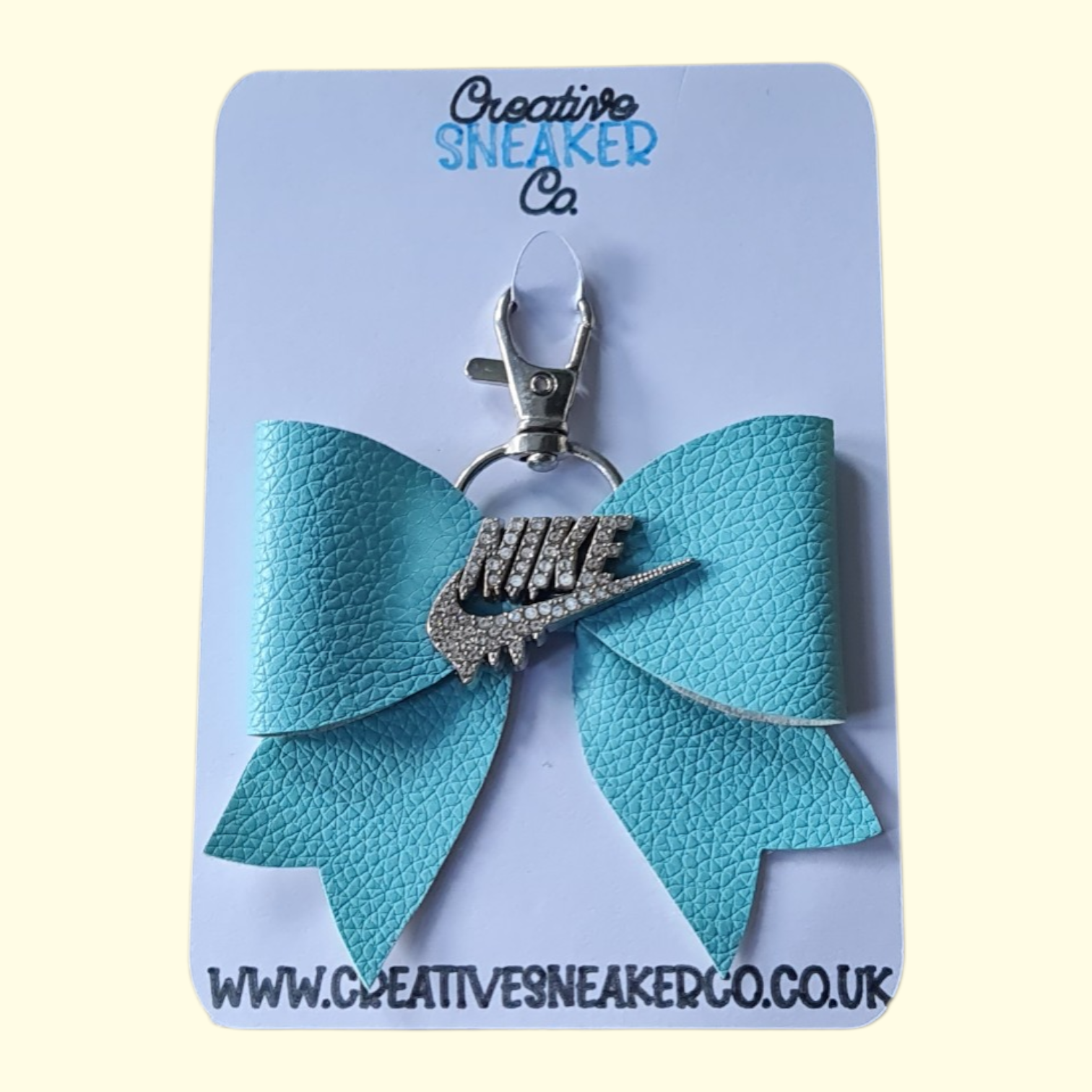 Light Blue Silver Nike Swoosh Bag Charm