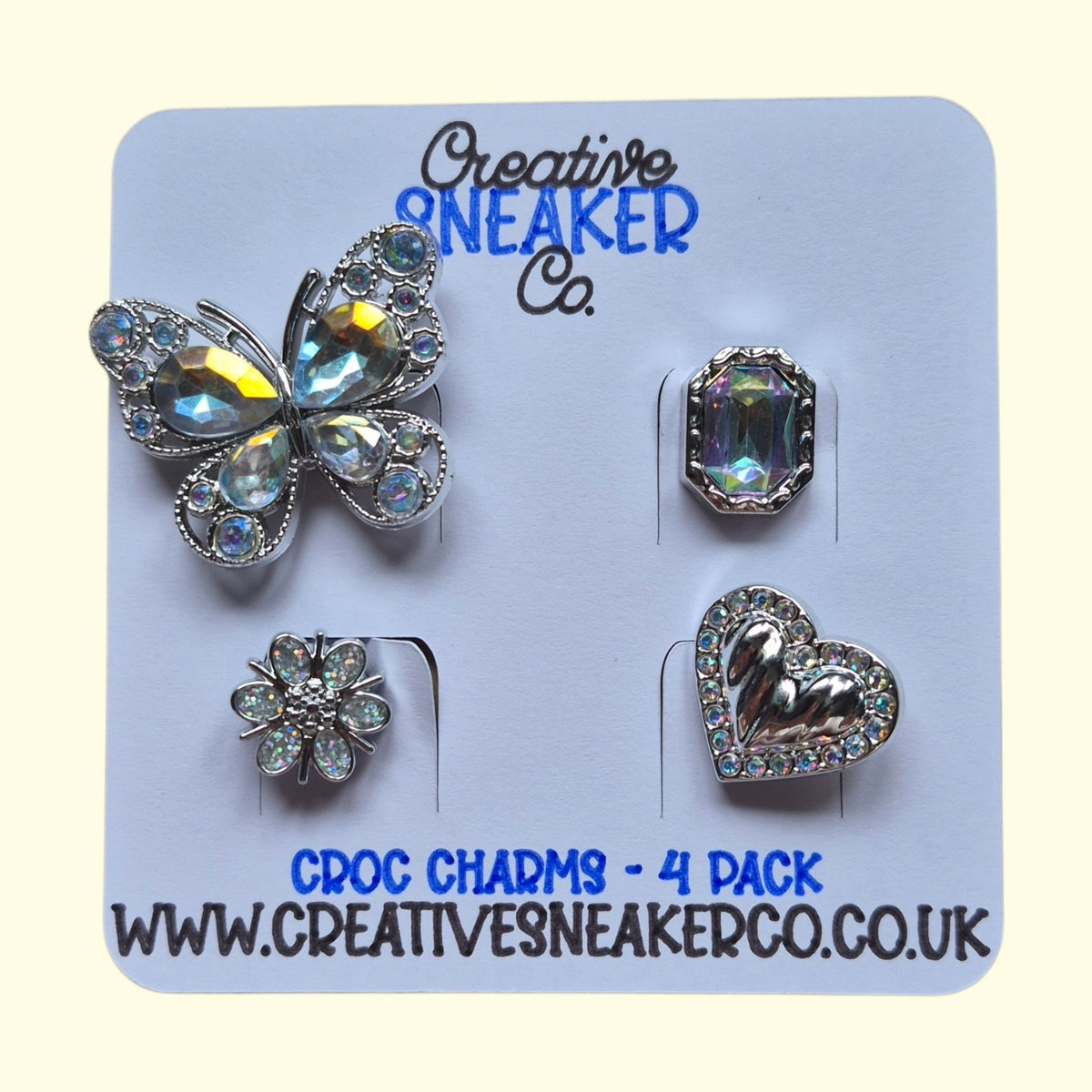 Silver Bling Butterfly Crocs Charms x4