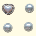Gold Pearl Heart Crocs Charms x4