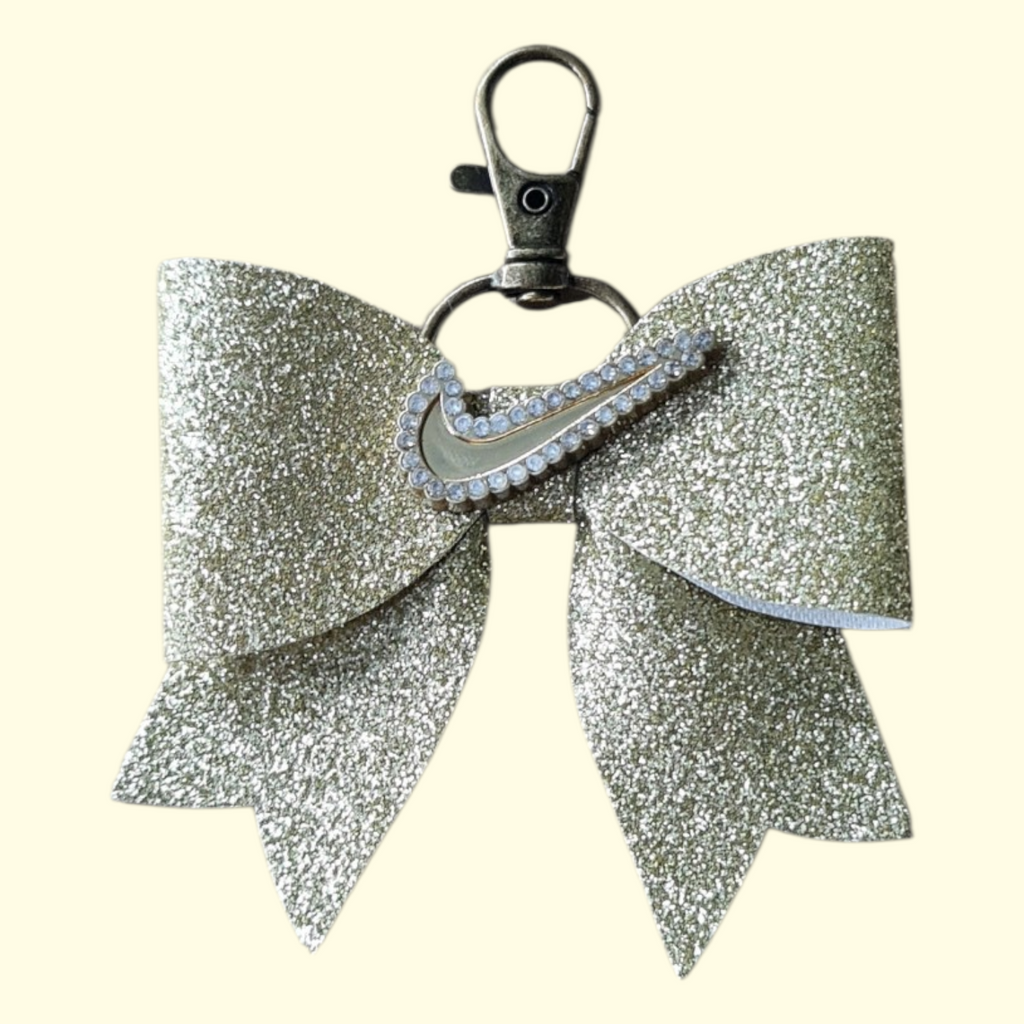 Soft Gold Glitter Gold Swoosh Bag Charm