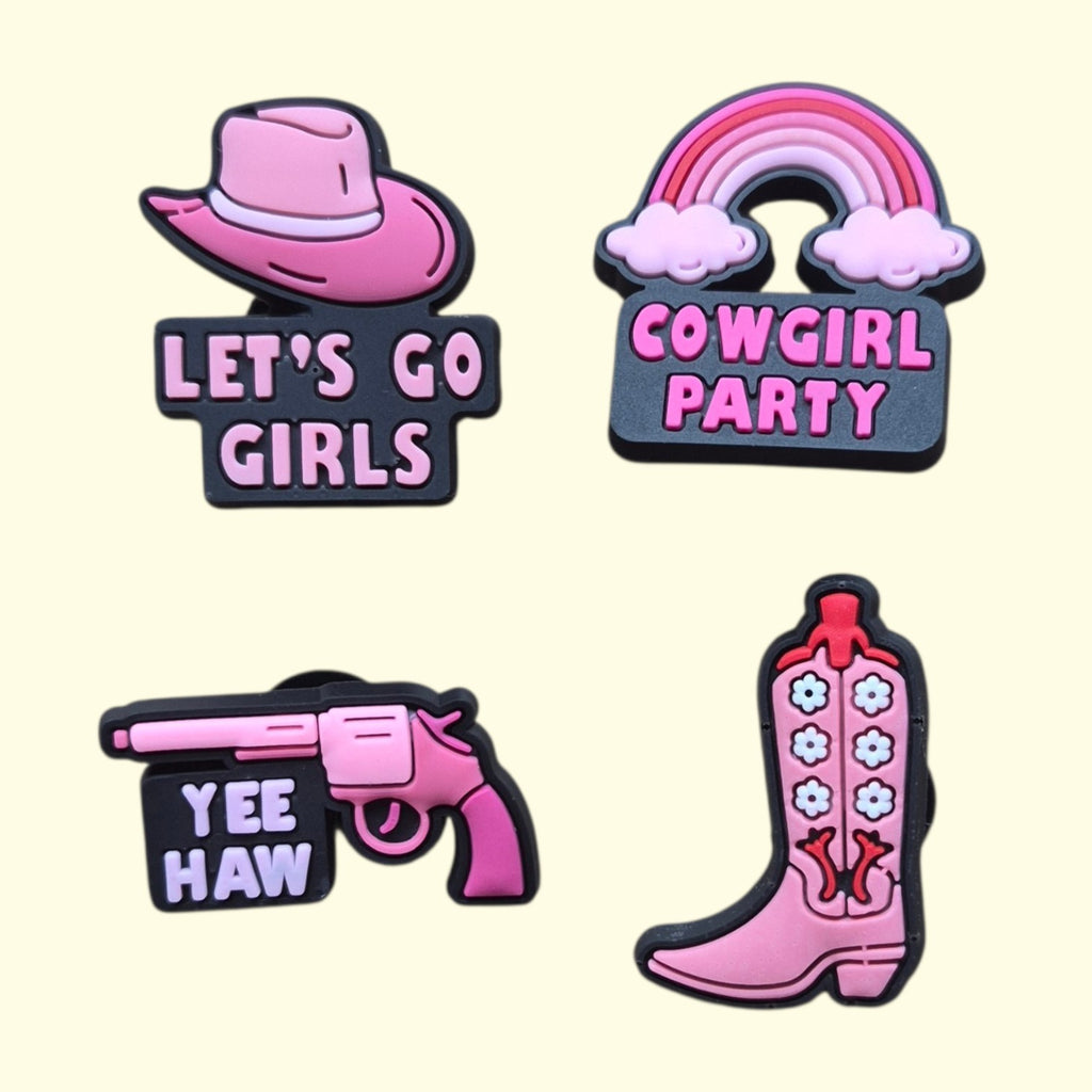 Pink Cowgirl Crocs Charms x4