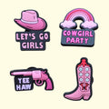 Pink Cowgirl Crocs Charms x4