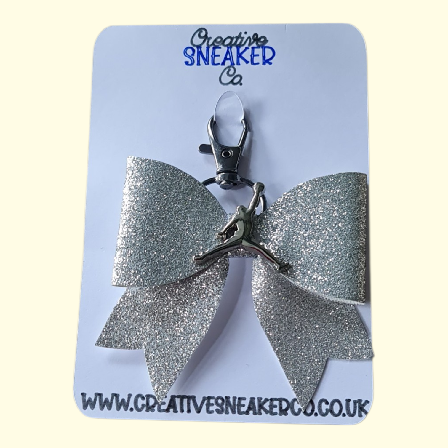 Silver Glitter Silver Jumpman Bag Charm