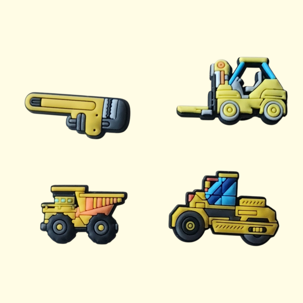 Construction Vehicles Crocs Charms x4