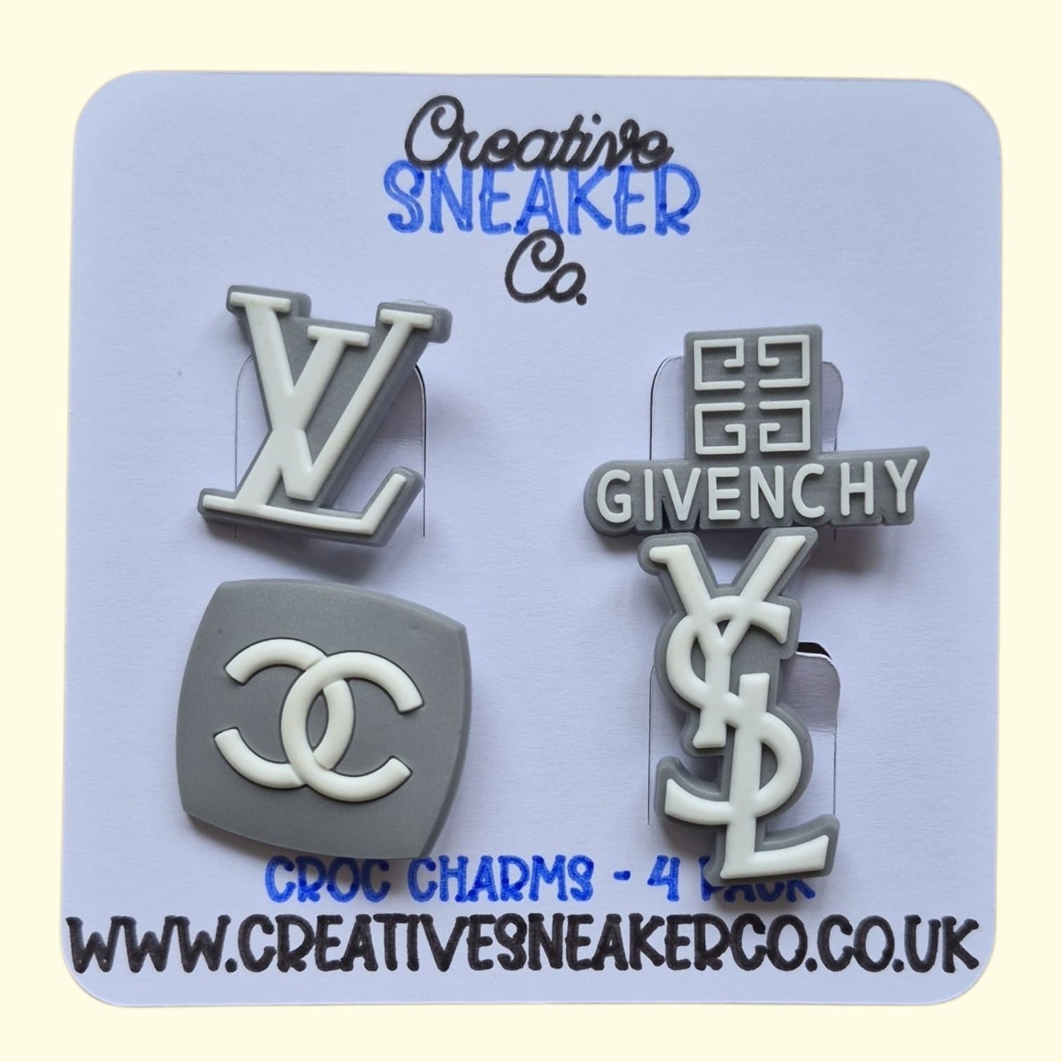 Grey Designers Crocs Charms x4