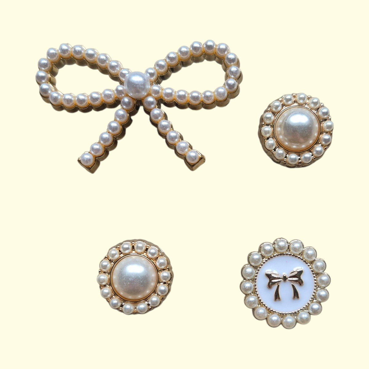 Gold Bling Bow Crocs Charms x4
